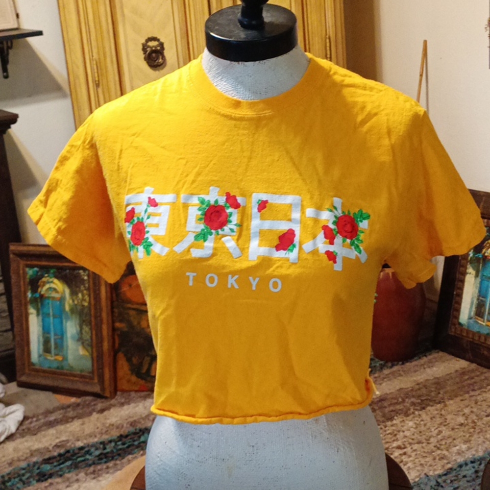 Womens Crop Top Tshirt Sz Small  Tee Crewneck Shortsleeve TOKYO  POPULAR POISON